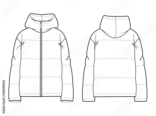 technical sketch woman puffy jacket 