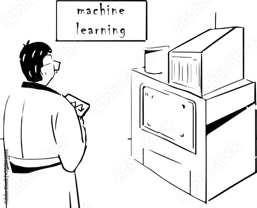 Chat bot, robot hand with icons. Artificial intelligence concep