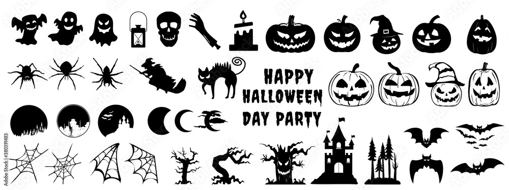 Obraz premium Silhouette Halloween Set Vector illustration.