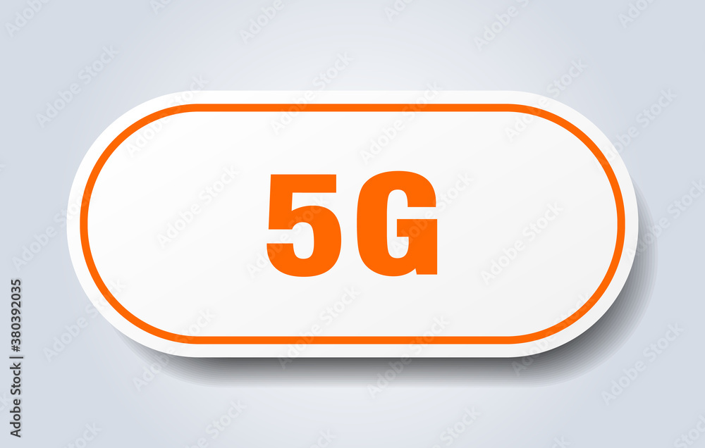 5g sign. rounded isolated button. white sticker 5g sign. rounded isolated button. white sticker