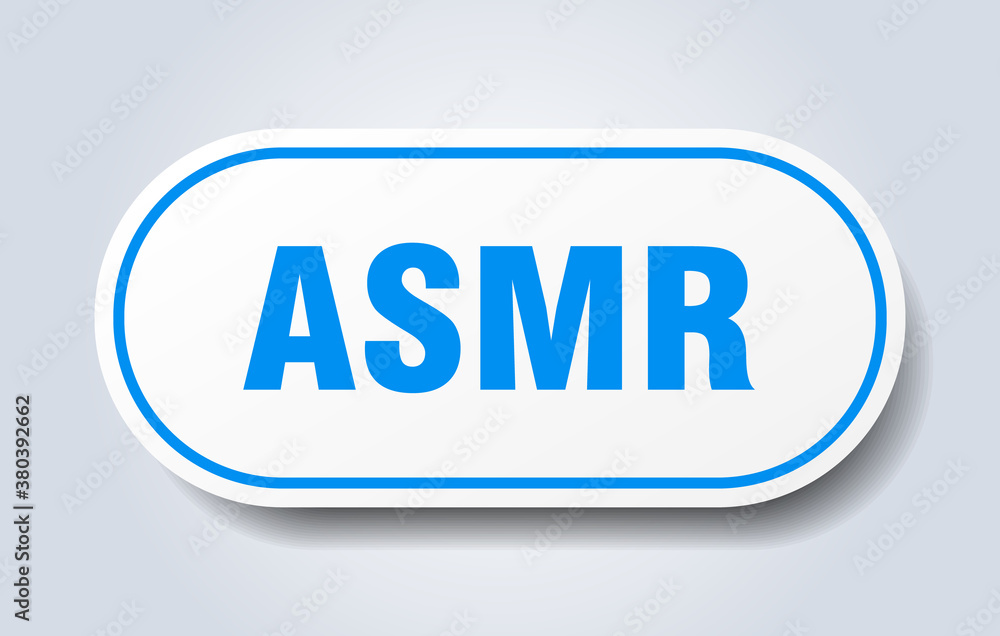 asmr sign. rounded isolated button. white sticker asmr sign. rounded isolated button. white sticker