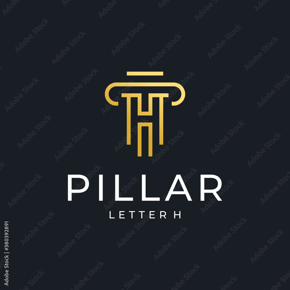 pillar logo vector luxury simple design with golden color Stock Vector ...