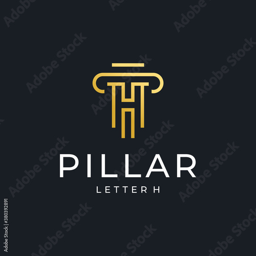 pillar logo vector luxury simple design with golden color
