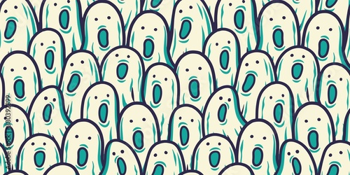 Pattern with horrible ghost for halloween holiday