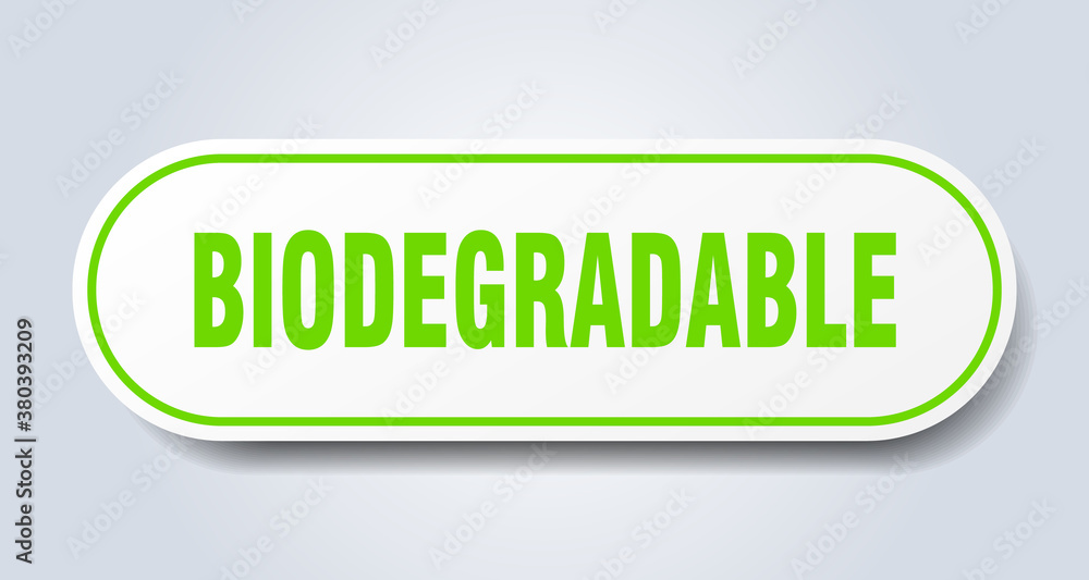 biodegradable sign. rounded isolated button. white sticker