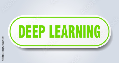 deep learning sign. rounded isolated button. white sticker
