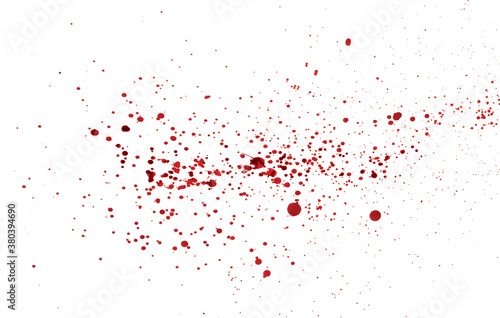 Blood drops and splatters isolated on white background. Halloween bloody background. Vector illustration EPS 8.