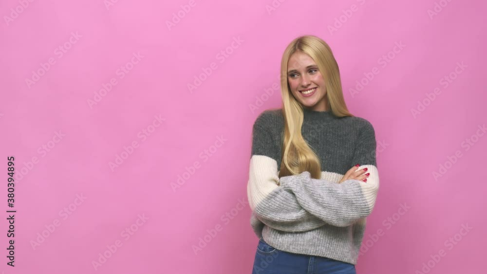 Young caucasian blonde woman smiling confident with crossed arms Young caucasian blonde woman smiling confident with crossed arms
