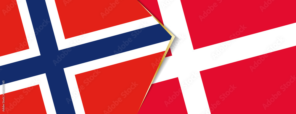 Norway and Denmark flags, two vector flags.