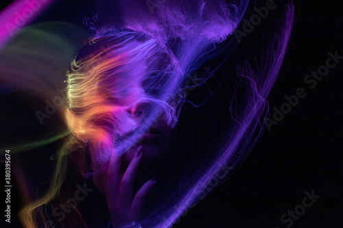 Photo picture drawn with light, modern creative art