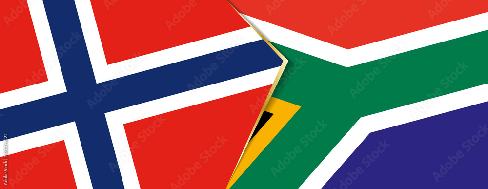 Norway and South Africa flags, two vector flags.