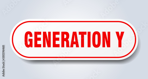 generation y sign. rounded isolated button. white sticker