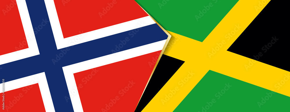 Norway and Jamaica flags, two vector flags.