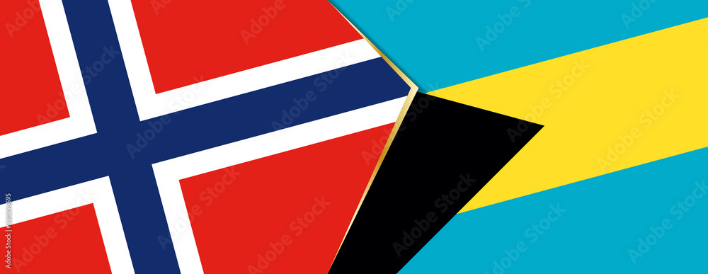 Norway and The Bahamas flags, two vector flags.