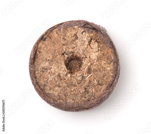 Top view of single dry peat pellet © Coprid