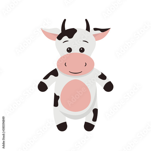 Vector illustration of a cow cartoon on white background