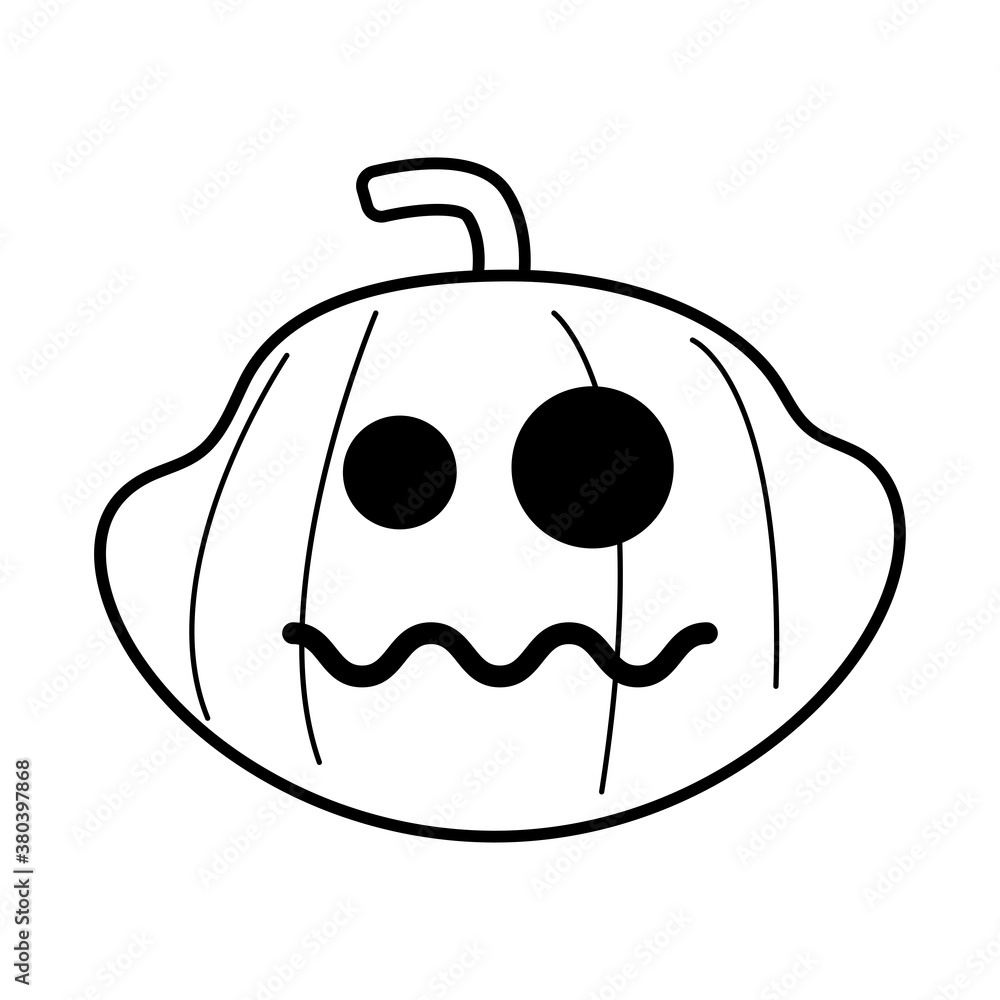 halloween pumpkin with face line style icon halloween pumpkin with face line style icon