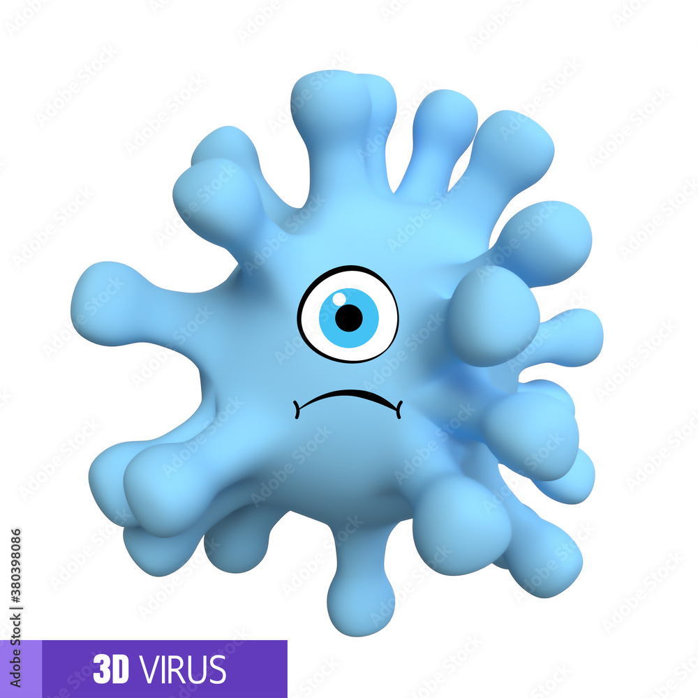 3D rendering of corona virus in cartoon style on white background 3D rendering of corona virus in cartoon style on white background
