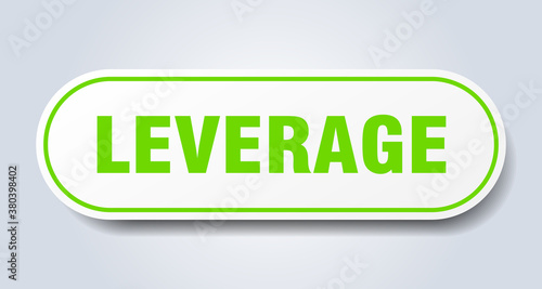 leverage sign. rounded isolated button. white sticker