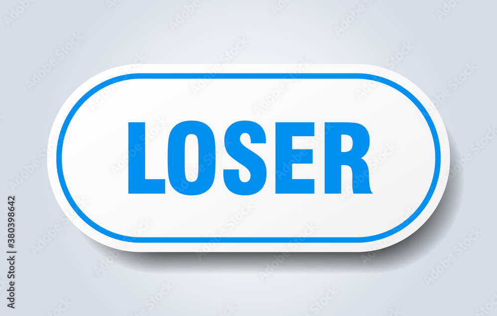 loser sign. rounded isolated button. white sticker loser sign. rounded isolated button. white sticker