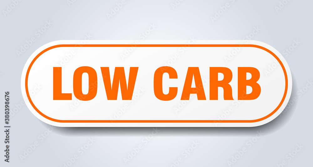 low carb sign. rounded isolated button. white sticker low carb sign. rounded isolated button. white sticker