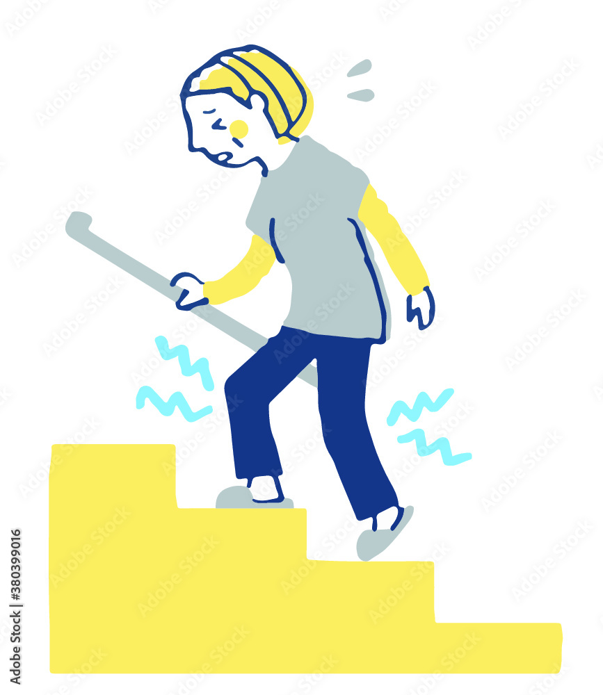 Obraz premium 階段を上っている膝が痛い女性