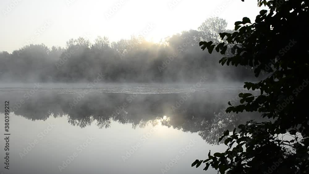 cold autumn morning sunrise in the fog cold autumn morning sunrise in the fog