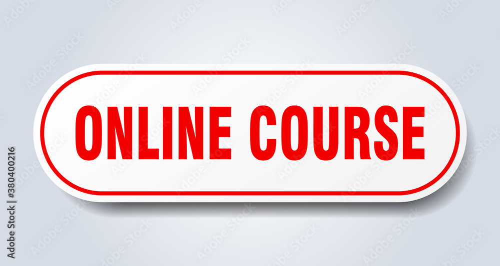 online course sign. rounded isolated button. white sticker online course sign. rounded isolated button. white sticker