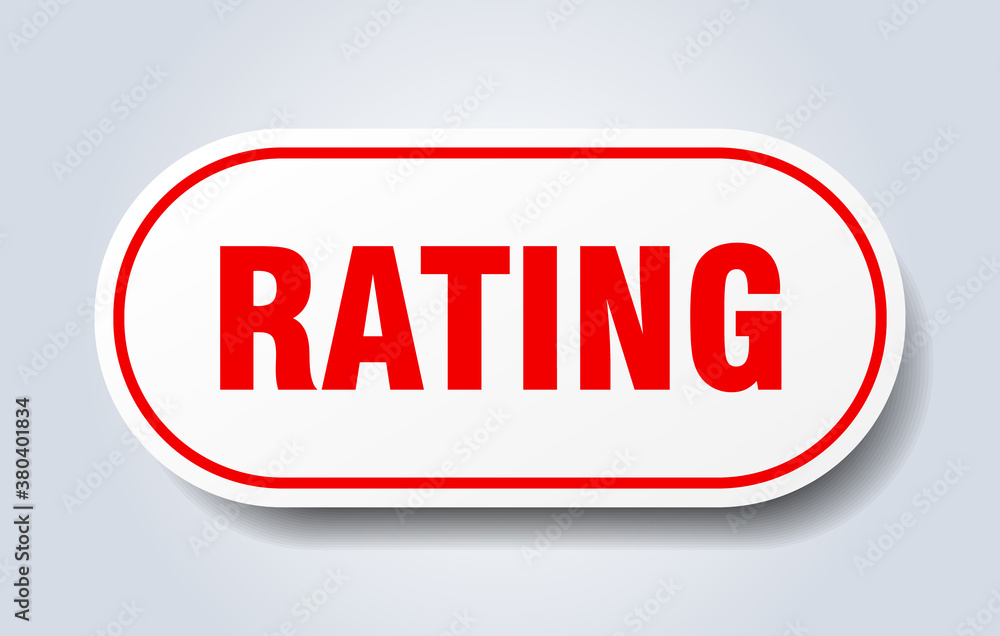 rating sign. rounded isolated button. white sticker rating sign. rounded isolated button. white sticker