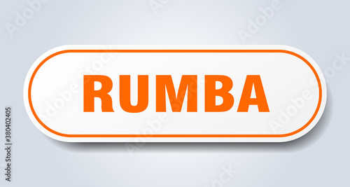 rumba sign. rounded isolated button. white sticker