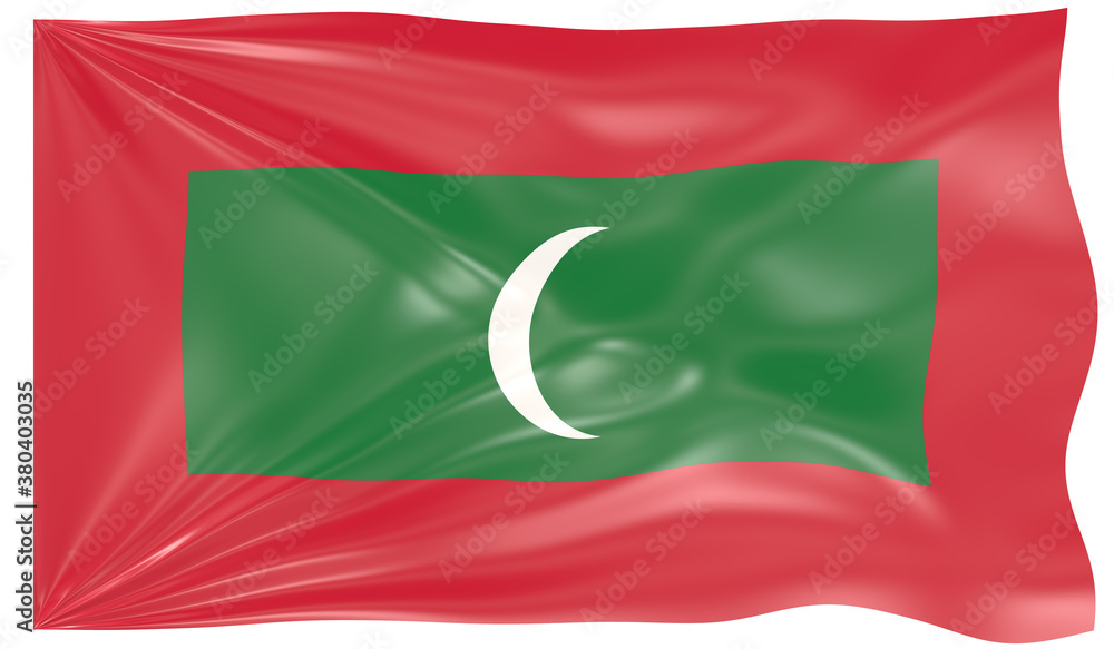 3d Illustration of a Waving Flag of Maldives