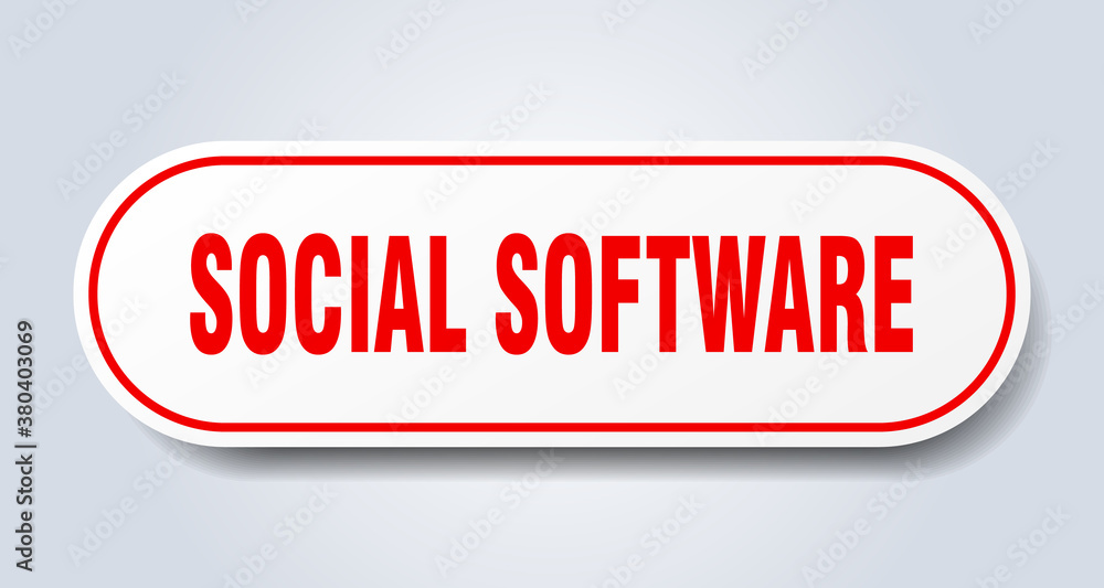 social software sign. rounded isolated button. white sticker social software sign. rounded isolated button. white sticker