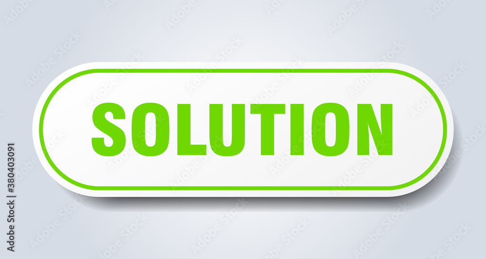 solution sign. rounded isolated button. white sticker solution sign. rounded isolated button. white sticker