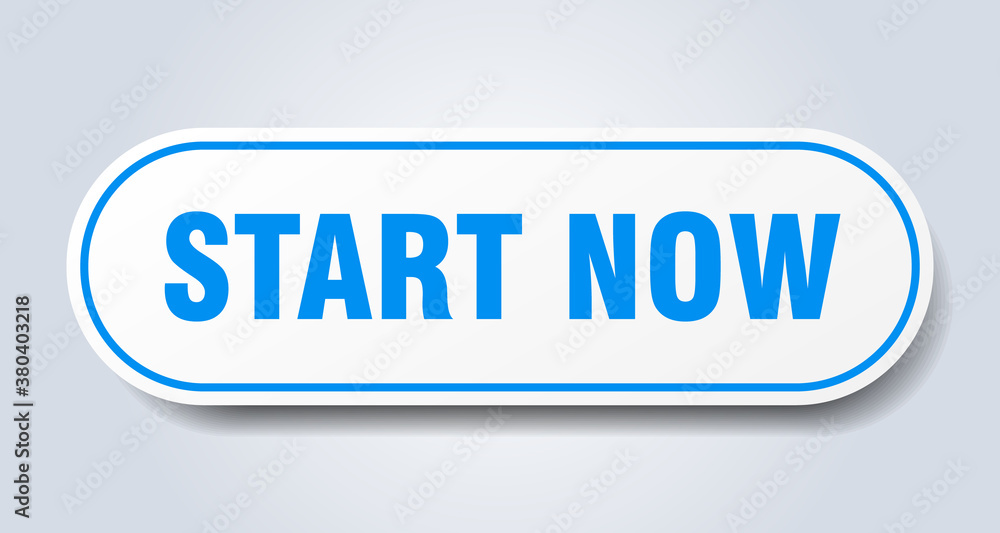 start now sign. rounded isolated button. white sticker start now sign. rounded isolated button. white sticker