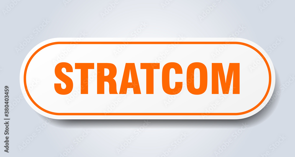 stratcom sign. rounded isolated button. white sticker stratcom sign. rounded isolated button. white sticker