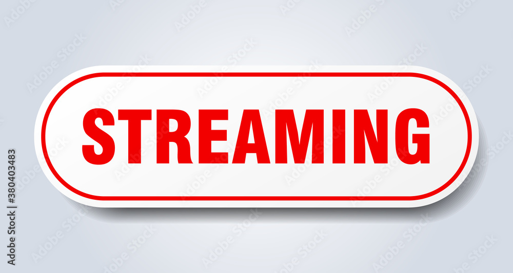 streaming sign. rounded isolated button. white sticker streaming sign. rounded isolated button. white sticker
