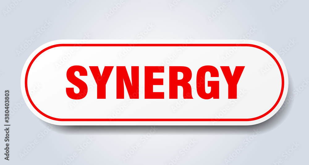 synergy sign. rounded isolated button. white sticker synergy sign. rounded isolated button. white sticker