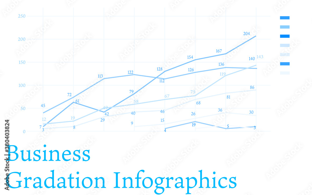 青を基調としたインフォグラフィックス、グラフ・チャート・表