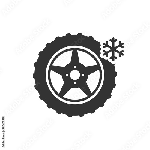 Winter tires icon flat vector