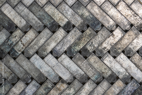 Mosaic metal tiles zigzag pattern