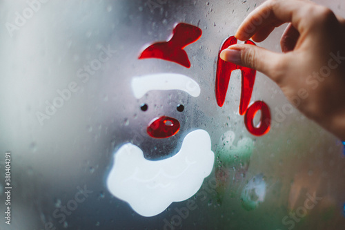 Santa sticker on a window photo