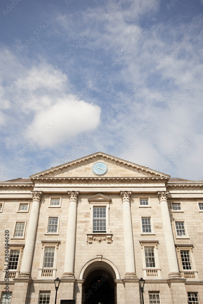 The exterior of Trinity College in Dublin, Ireland