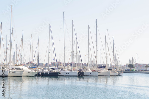 in the port of the yacht masts © borispain69