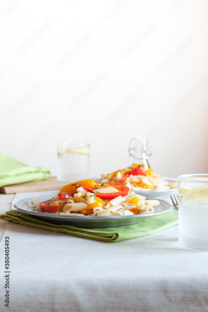 Pasta with red and yellow peppers Pasta with red and yellow peppers