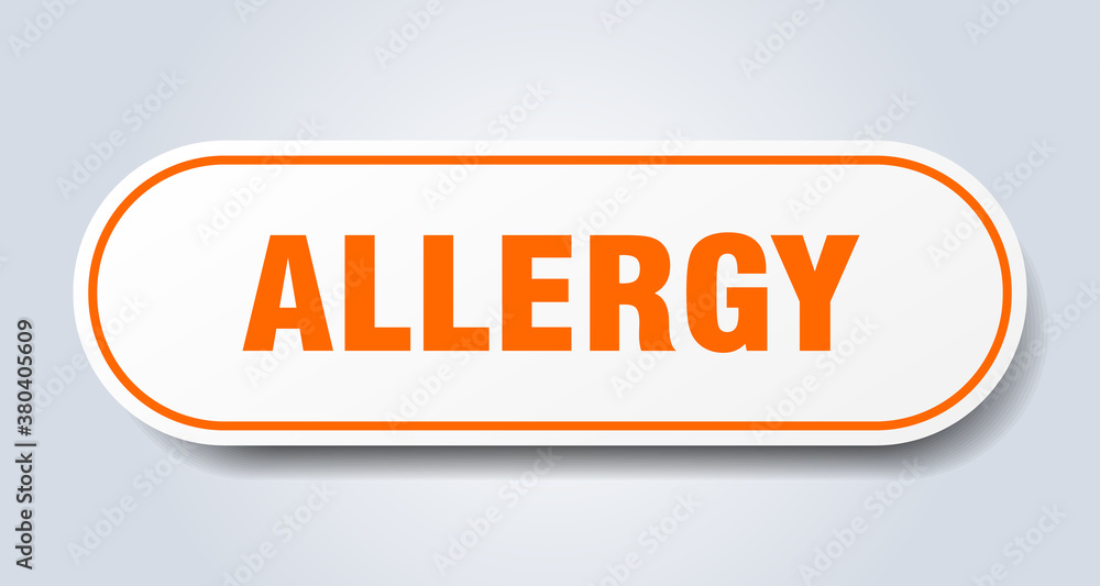 allergy sign. rounded isolated button. white sticker allergy sign. rounded isolated button. white sticker