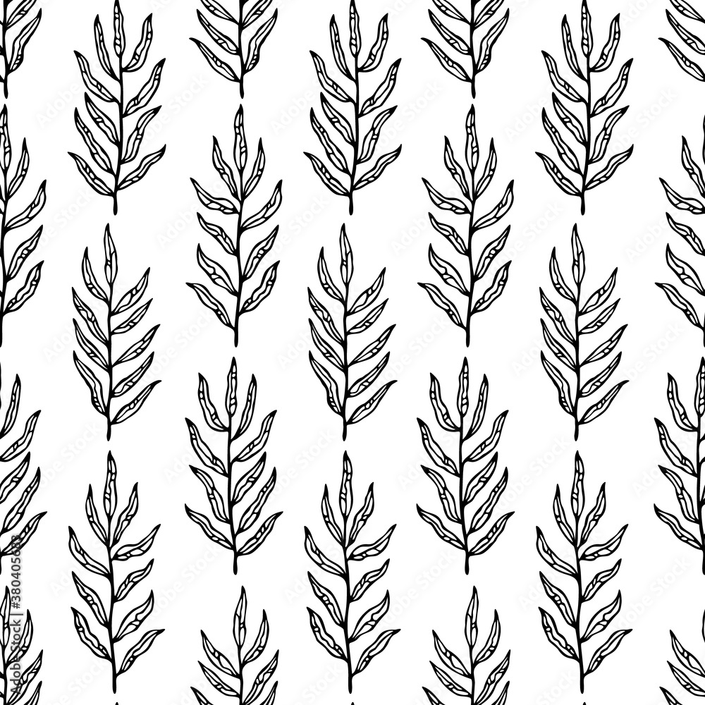 Vector seamless pattern with hand drawn branches. Cute design for wallpaper, fabric, textile, wrapping paper Vector seamless pattern with hand drawn branches. Cute design for wallpaper, fabric, textile, wrapping paper
