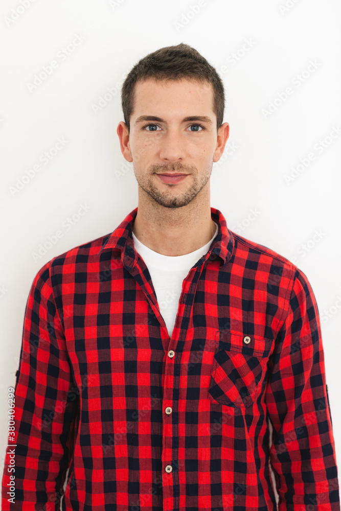 Young real man portrait over white. Young real man portrait over white.