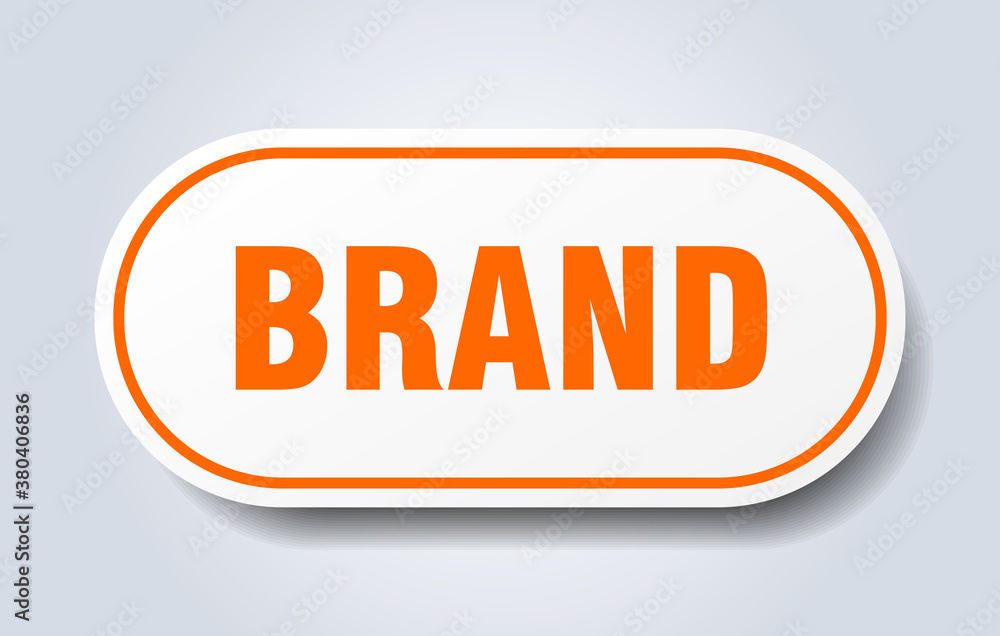 brand sign. rounded isolated button. white sticker brand sign. rounded isolated button. white sticker