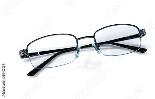 Classic style eyeglasses, isolated on white background.