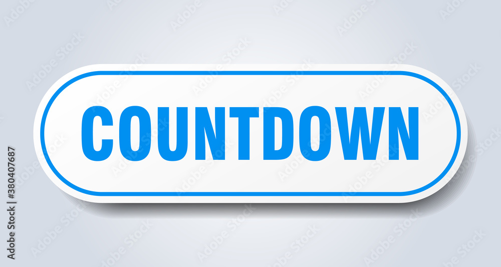 countdown sign. rounded isolated button. white sticker